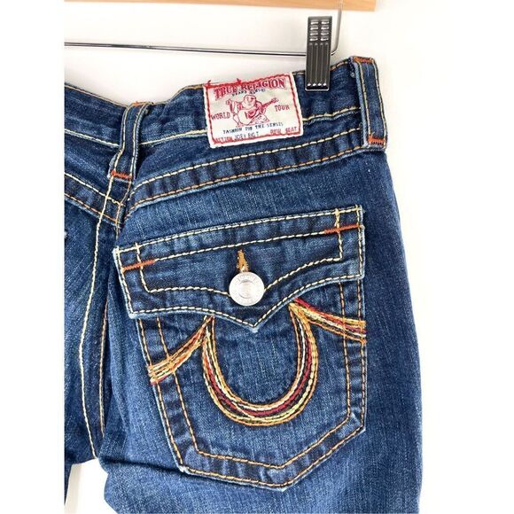True Religion Y2K Joey Big T Rainbow 🌈 30 Embroidered Pocket Boot Cut Jeans m C - Picture 7 of 11